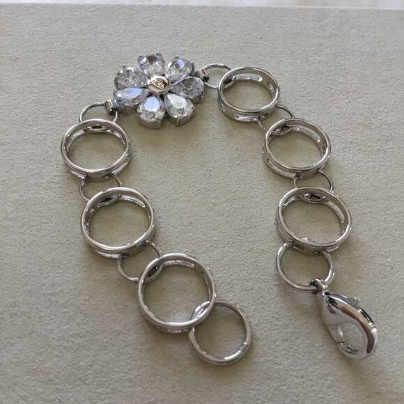 Silver Sunflower Crystal Bracelet - Picture 2 of 6